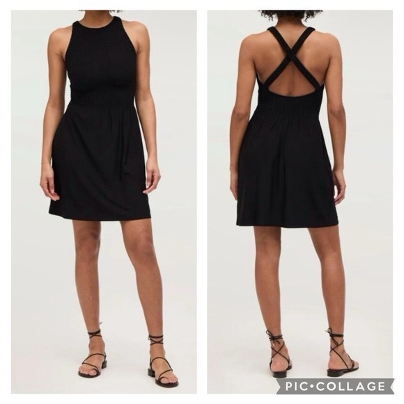 Hill House Women’s Jersey Lilou Nap Mini Dress Black Smocked Bodice Size XL - Picture 1 of 10